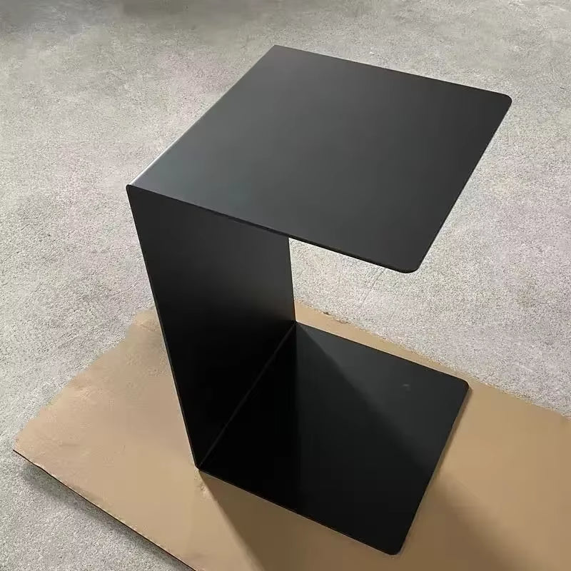 Light Luxury Sofa Side Table Light Luxury High-End Living Room C-Shaped Black Small Coffee Table Creative Design Storage Rack