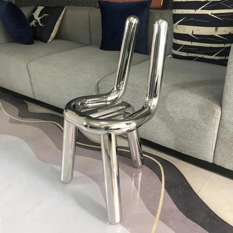 Nordic Internet Celebrity Ins Light Luxury Chair Modern Irregular Simple Personality Stainless Steel Transparent Leisure Chairs