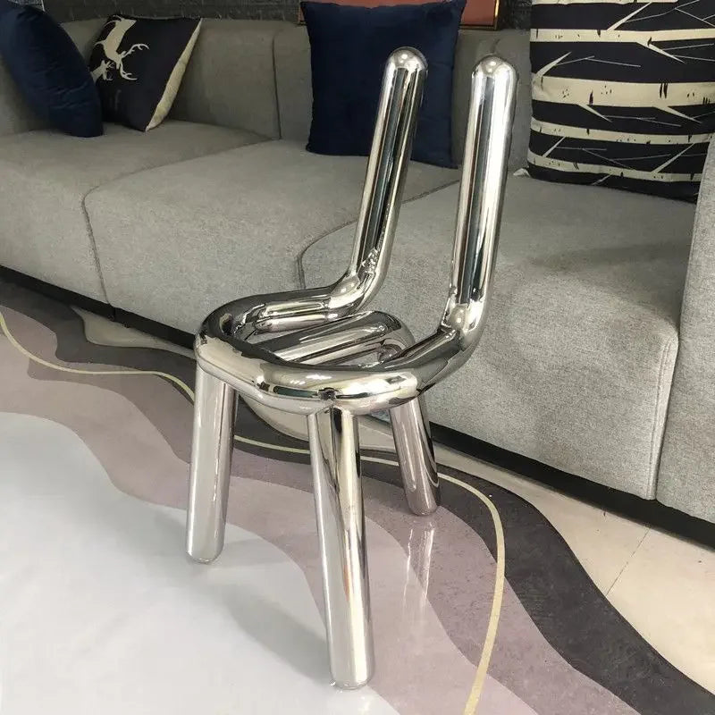 Nordic Internet Celebrity Ins Light Luxury Chair Modern Irregular Simple Personality Stainless Steel Transparent Leisure Chairs