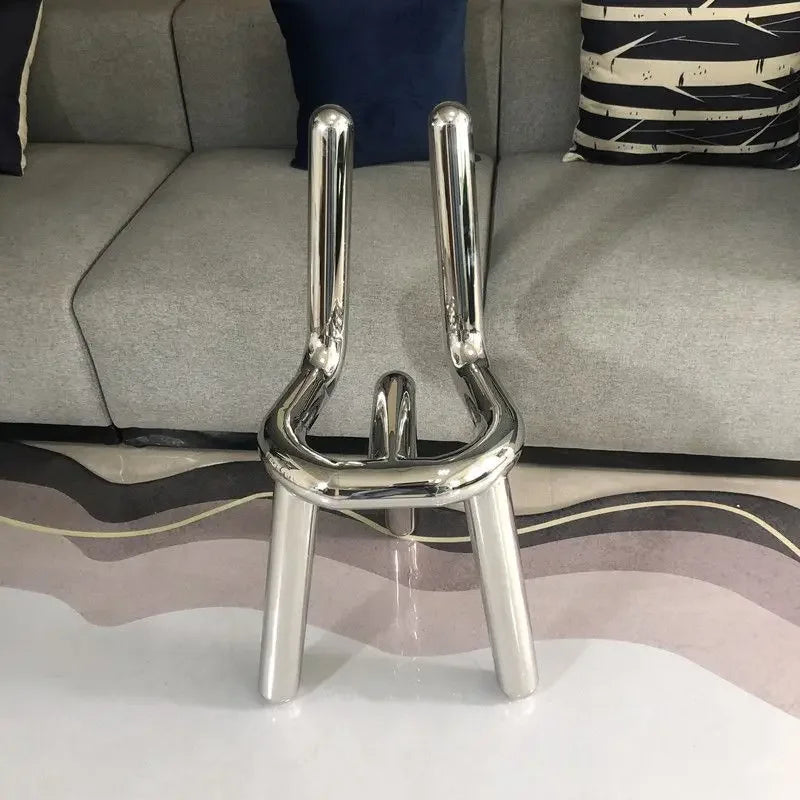Nordic Internet Celebrity Ins Light Luxury Chair Modern Irregular Simple Personality Stainless Steel Transparent Leisure Chairs