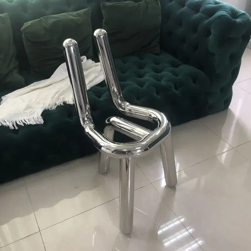 Nordic Internet Celebrity Ins Light Luxury Chair Modern Irregular Simple Personality Stainless Steel Transparent Leisure Chairs